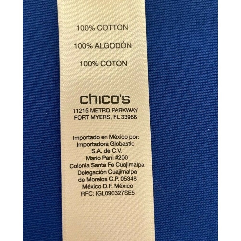 Chico's The Ultimate Tee Womens Short Sleeve T-Shirt Top Size 0 Blue Cotton - Picture 9 of 12